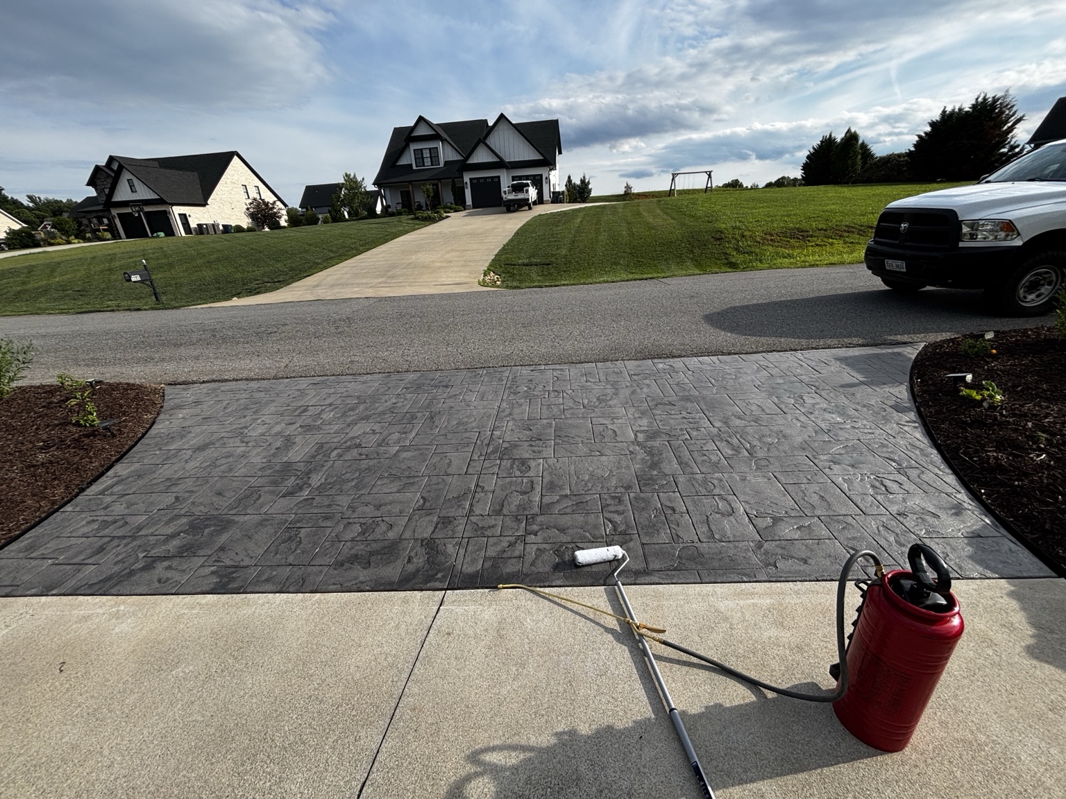 Stamped concrete driveway